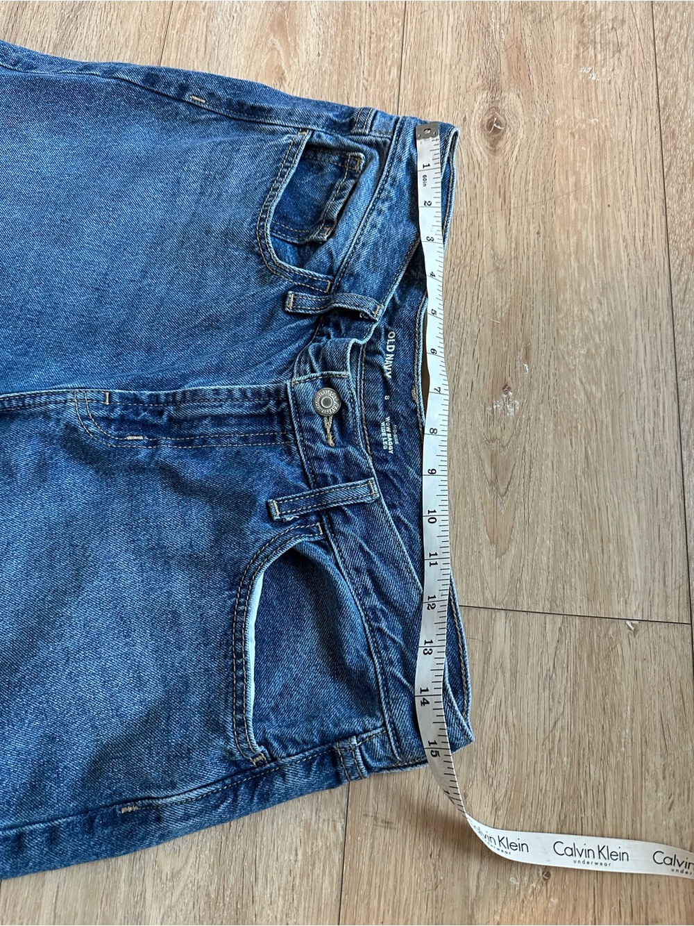 Old Navy Mid-rise Wow Baggy Wide Leg Jeans in Dark Blue Denim-Relaxed fit Comfy - Picture 3 of 5
